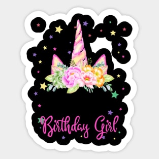 Birthday Girl! Unicorn Lashes design Gift Sticker